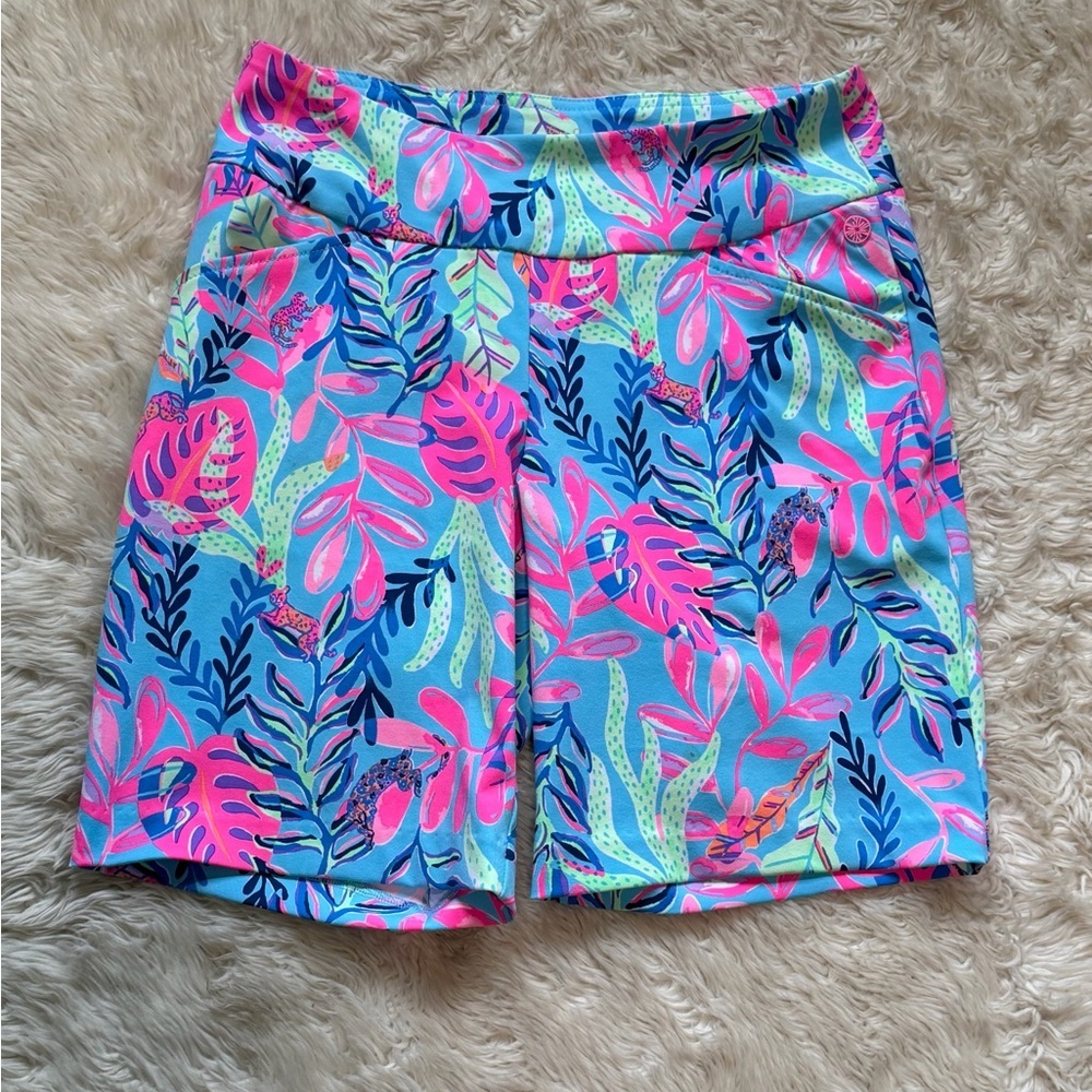 Lilly Pulitzer Luxletic Reid Porto Blue You've Been Spotted Ocean View Shorts